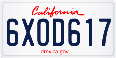 CA license plate 6XOD617