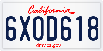 CA license plate 6XOD618