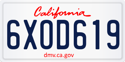 CA license plate 6XOD619