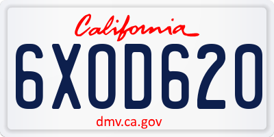 CA license plate 6XOD620