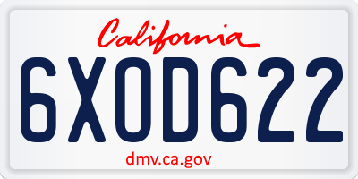 CA license plate 6XOD622
