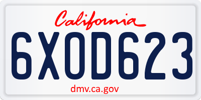 CA license plate 6XOD623