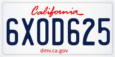CA license plate 6XOD625