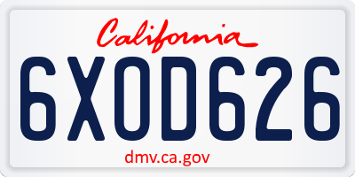 CA license plate 6XOD626