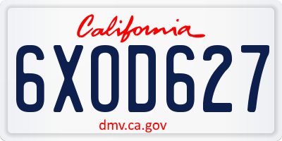 CA license plate 6XOD627