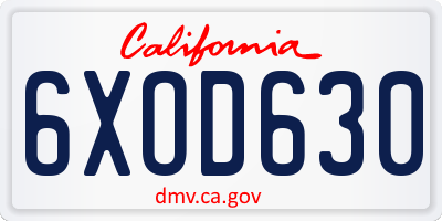 CA license plate 6XOD630