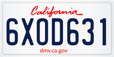 CA license plate 6XOD631