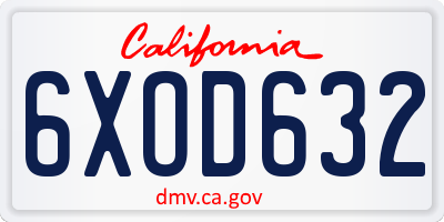 CA license plate 6XOD632