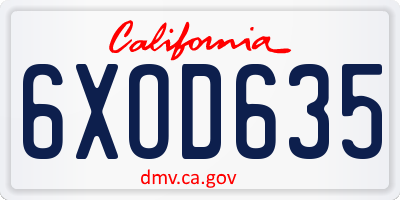 CA license plate 6XOD635