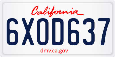 CA license plate 6XOD637