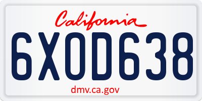 CA license plate 6XOD638