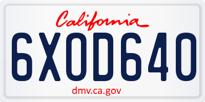 CA license plate 6XOD640