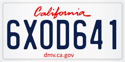 CA license plate 6XOD641