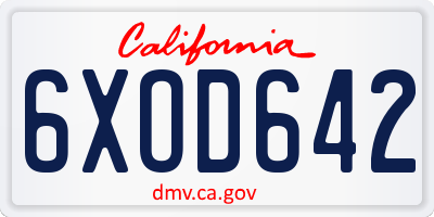 CA license plate 6XOD642