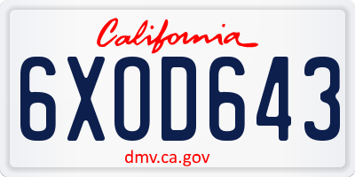 CA license plate 6XOD643