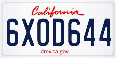 CA license plate 6XOD644