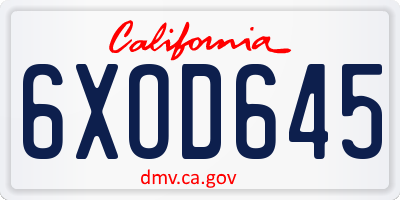CA license plate 6XOD645