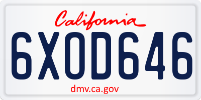 CA license plate 6XOD646