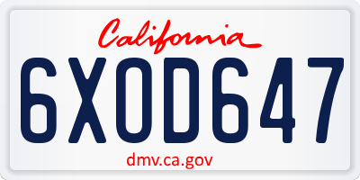 CA license plate 6XOD647