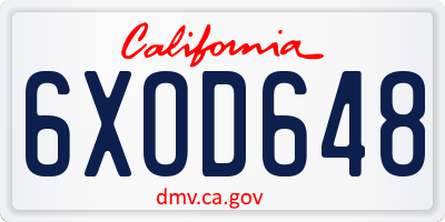 CA license plate 6XOD648