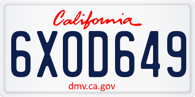 CA license plate 6XOD649