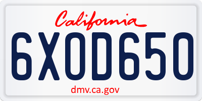 CA license plate 6XOD650
