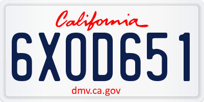 CA license plate 6XOD651