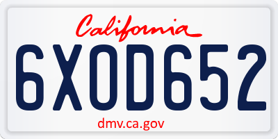CA license plate 6XOD652