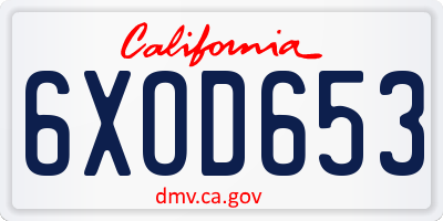 CA license plate 6XOD653