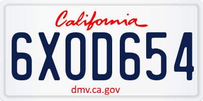CA license plate 6XOD654