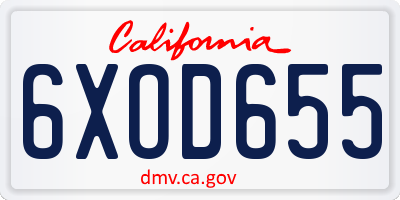 CA license plate 6XOD655