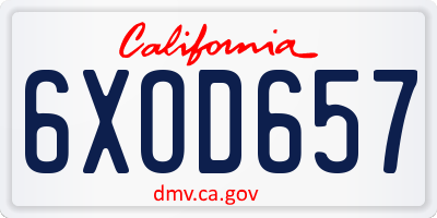 CA license plate 6XOD657