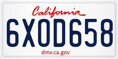 CA license plate 6XOD658