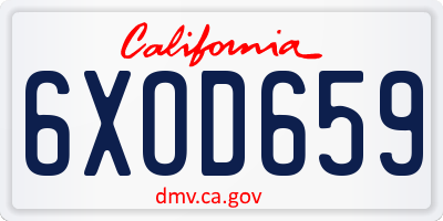 CA license plate 6XOD659
