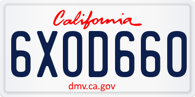 CA license plate 6XOD660