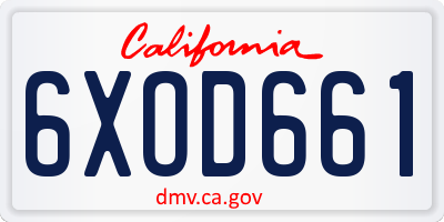 CA license plate 6XOD661