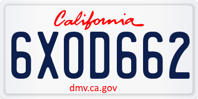 CA license plate 6XOD662
