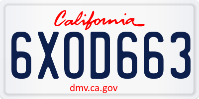 CA license plate 6XOD663