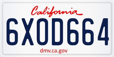 CA license plate 6XOD664