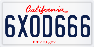CA license plate 6XOD666