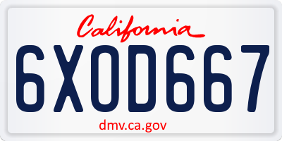 CA license plate 6XOD667