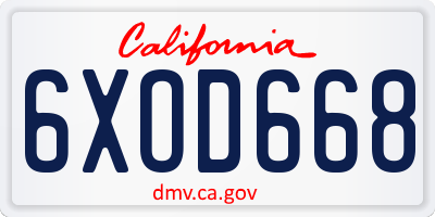 CA license plate 6XOD668