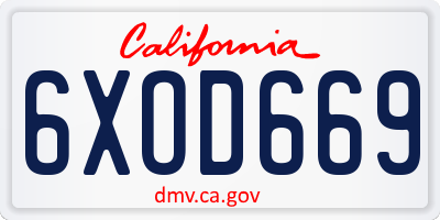 CA license plate 6XOD669