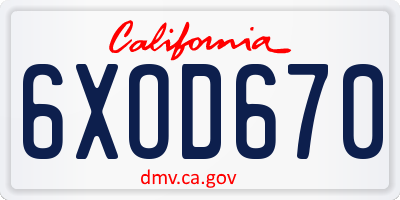 CA license plate 6XOD670
