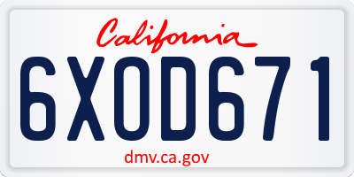 CA license plate 6XOD671