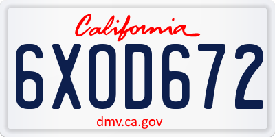 CA license plate 6XOD672