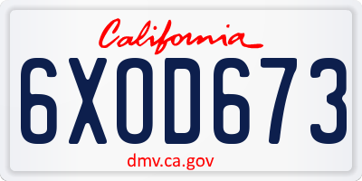 CA license plate 6XOD673