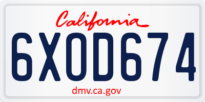CA license plate 6XOD674