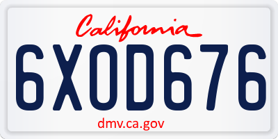 CA license plate 6XOD676
