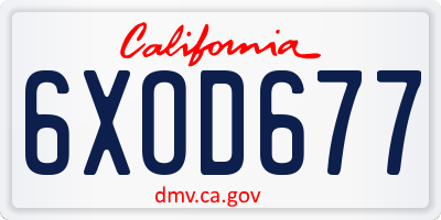 CA license plate 6XOD677
